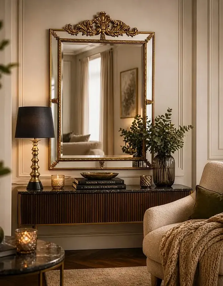 Decorative objects - VENETIAN MIRROR WITH PEDIMENT 113X80CM - EMDE
