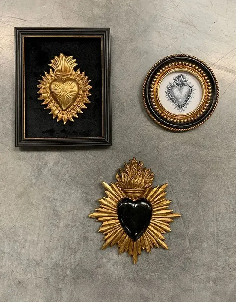 Decorative objects - BLACK EX-VOTO HEART WALL DECORATION 15X17CM - EMDE