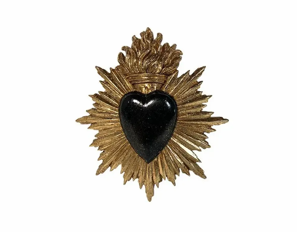 Decorative objects - BLACK EX-VOTO HEART WALL DECORATION 15X17CM - EMDE