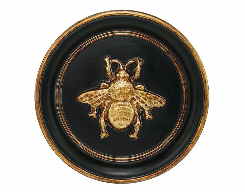 Decorative objects - ROUND BLACK AND GOLD BEE WALL DECORATION 20CM - EMDE