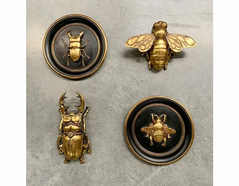 Decorative objects - ROUND BLACK AND GOLD BEE WALL DECORATION 20CM - EMDE