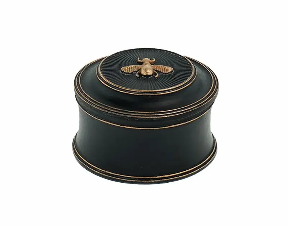 Decorative objects - BLACK AND GOLD BEE BOX 7.5X5CM - EMDE