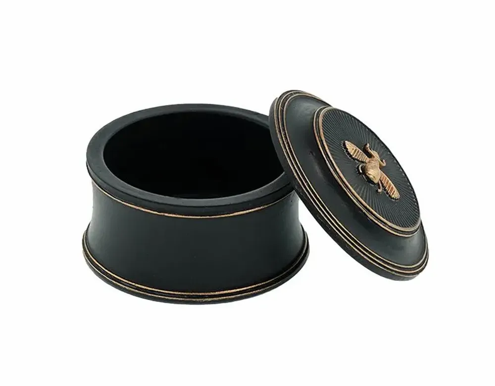 Decorative objects - BLACK AND GOLD BEE BOX 7.5X5CM - EMDE