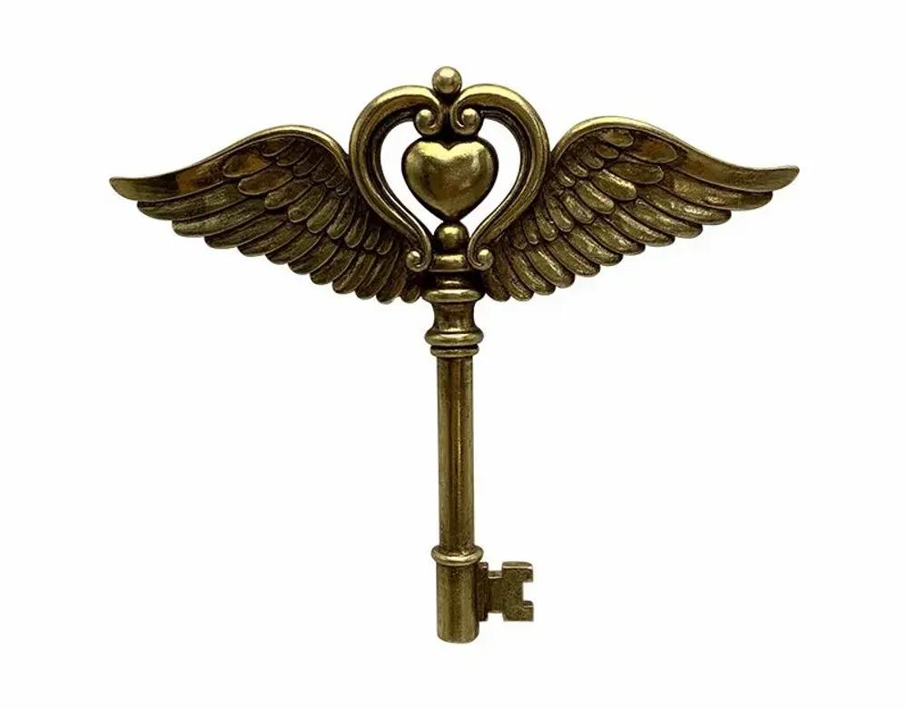 Decorative objects - GOLD HEART WING KEY WALL DECORATION 20X17CM - EMDE