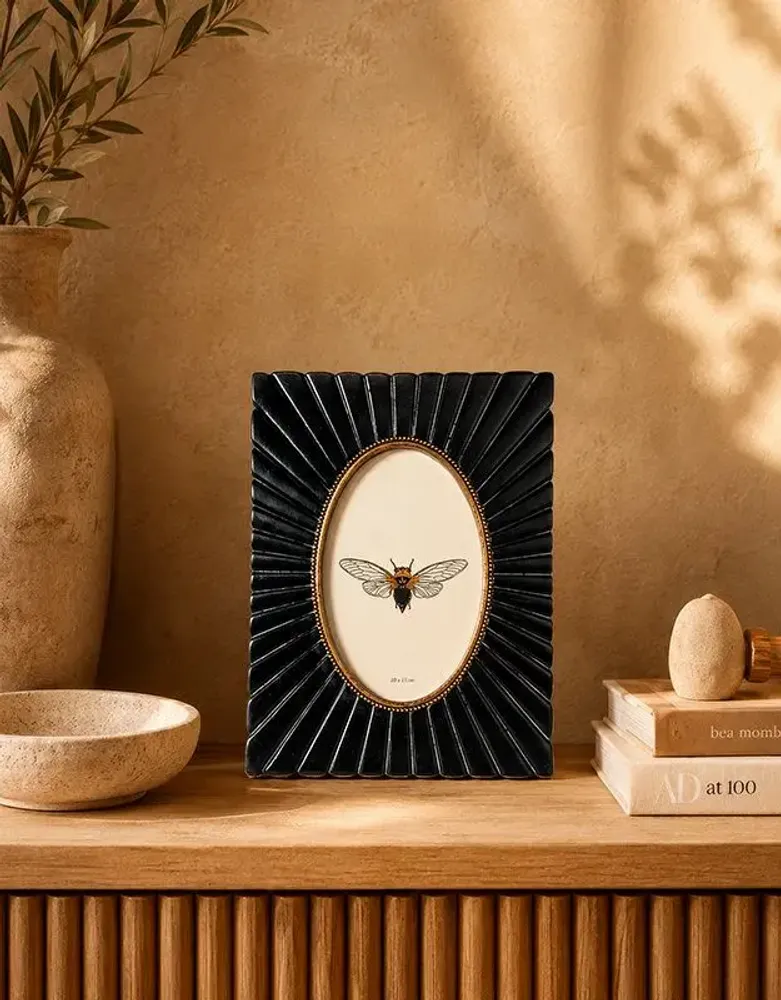 Decorative objects - BLACK AND GOLD OVAL PHOTO FRAME 10X15CM - EMDE