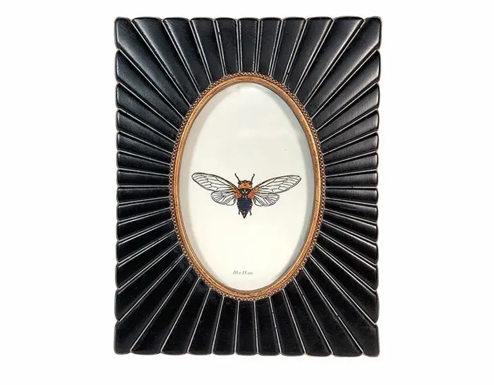 Decorative objects - BLACK AND GOLD OVAL PHOTO FRAME 10X15CM - EMDE