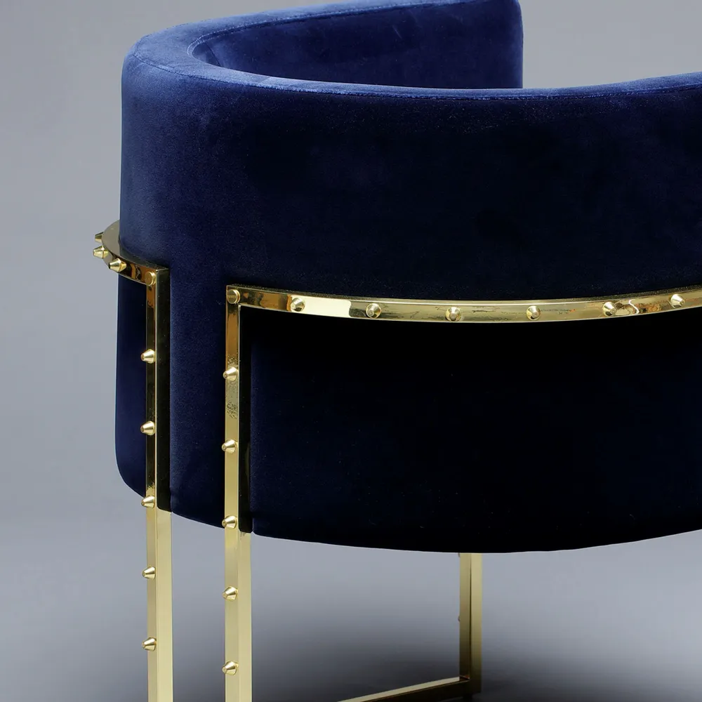 Fauteuils pour collectivités - Chaise salle à manger JULIUS structure laiton clouté  & assise tissu - DUISTT