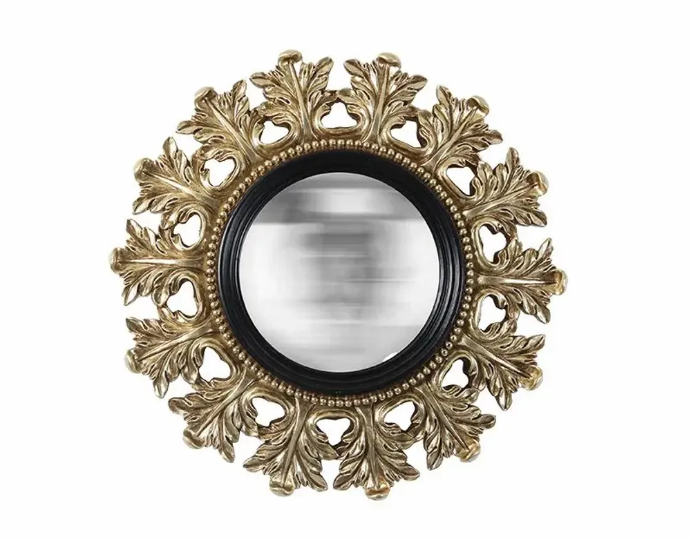 Decorative objects - BLACK AND GOLD CONVEX MIRROR 20.5CM - EMDE