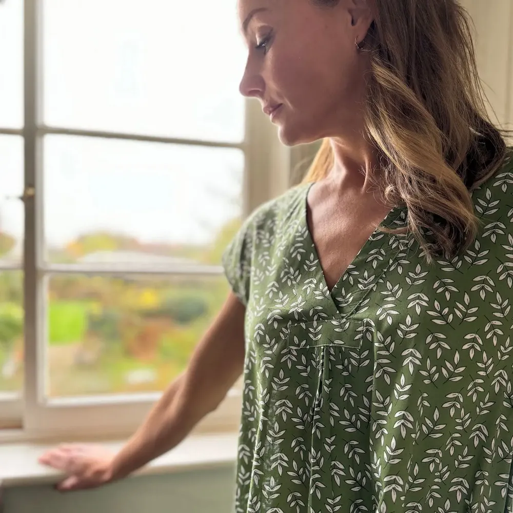 Sleepwear - Audrey Nightie: Falling Leaf Green - LIME TREE DESIGN