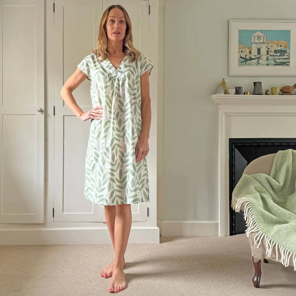 Sleepwear - Audrey Nightie: Large Leaf Green - LIME TREE DESIGN