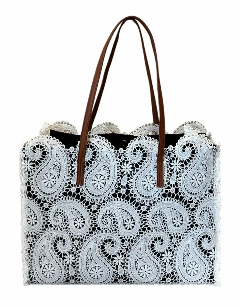 Sacs et cabas - Cabas dentelle blanc - ROLANDE DU DREUILH  LACE JEWEL