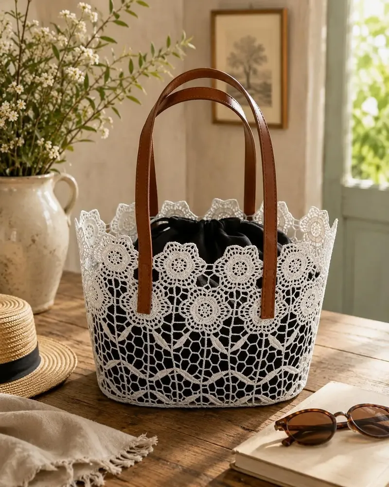 Sacs et cabas - Cabas dentelle blanc - ROLANDE DU DREUILH  LACE JEWEL