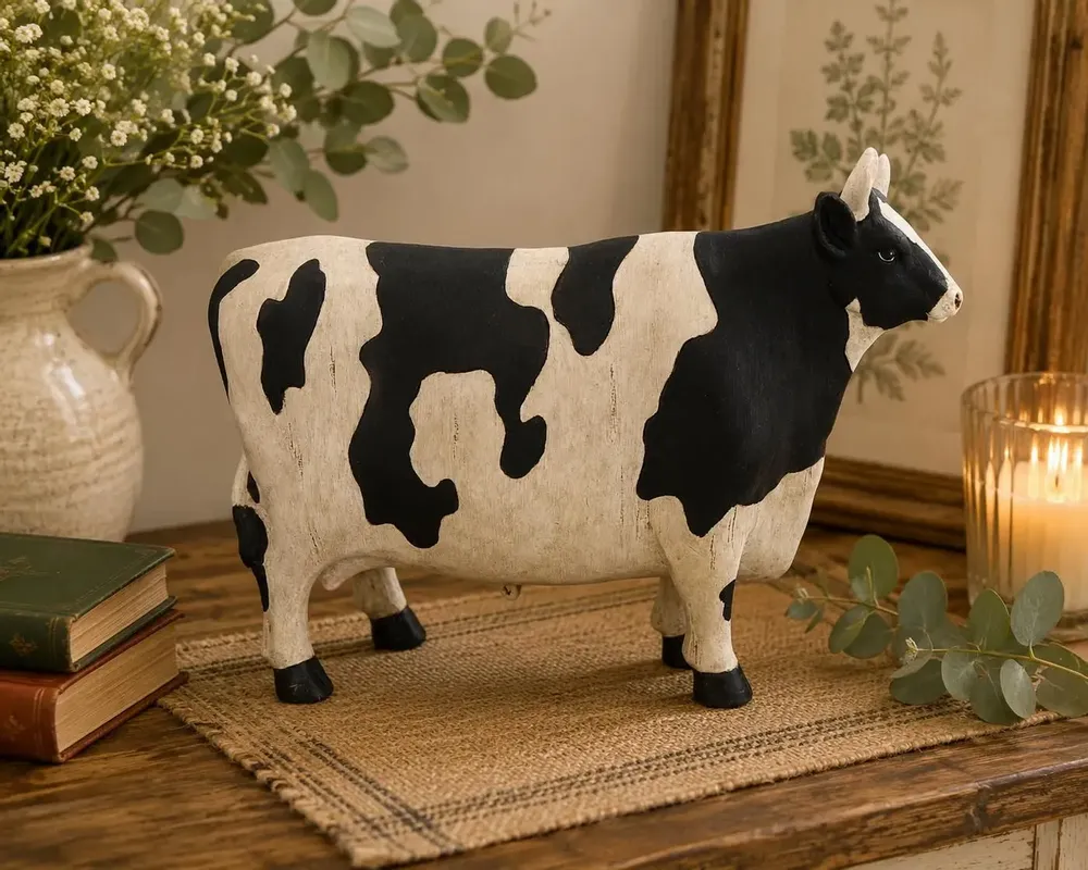Sculptures, statuettes and miniatures - Resin Cow Figurine - ROLANDE DU DREUILH  LACE JEWEL