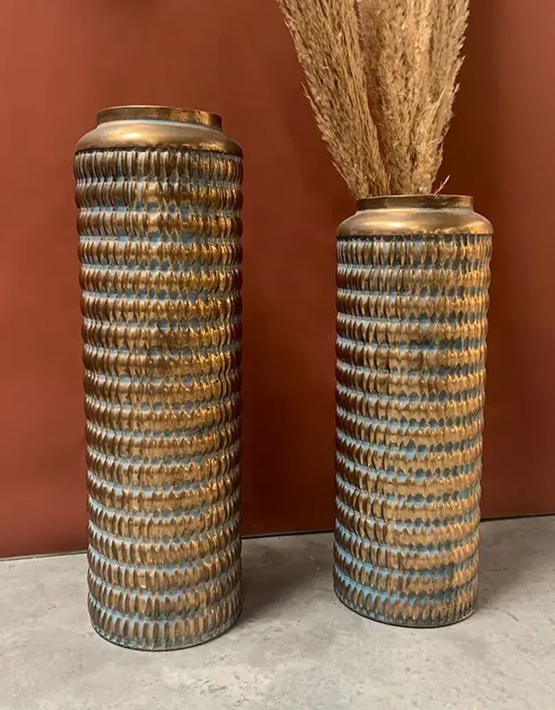 Decorative objects - LARGE GOLD METAL VASE 19.5X60CM - EMDE