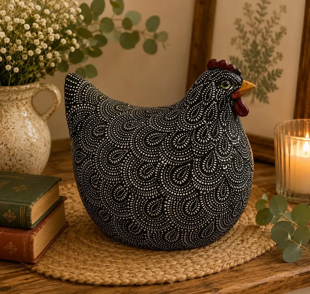 Sculptures, statuettes and miniatures - Figurine poule 14cm en Résine - ROLANDE DU DREUILH  LACE JEWEL