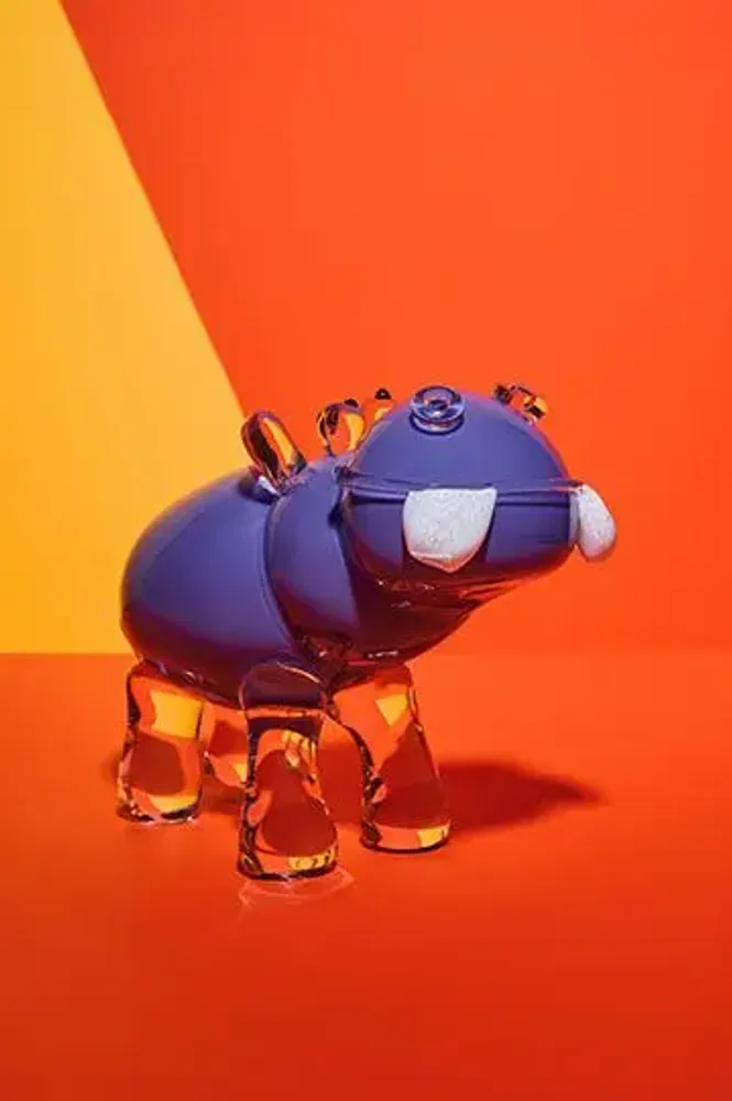 Art glass - Hippopotamus - Blown glass sculpture - CAT DESIGNER VERRIER
