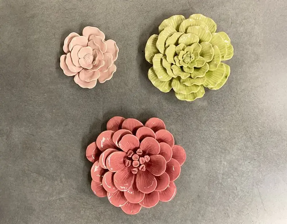 Objets de décoration - DÉCO MURALE FLEUR CÉRAMIQUE ROSE 20.7CM - EMDE