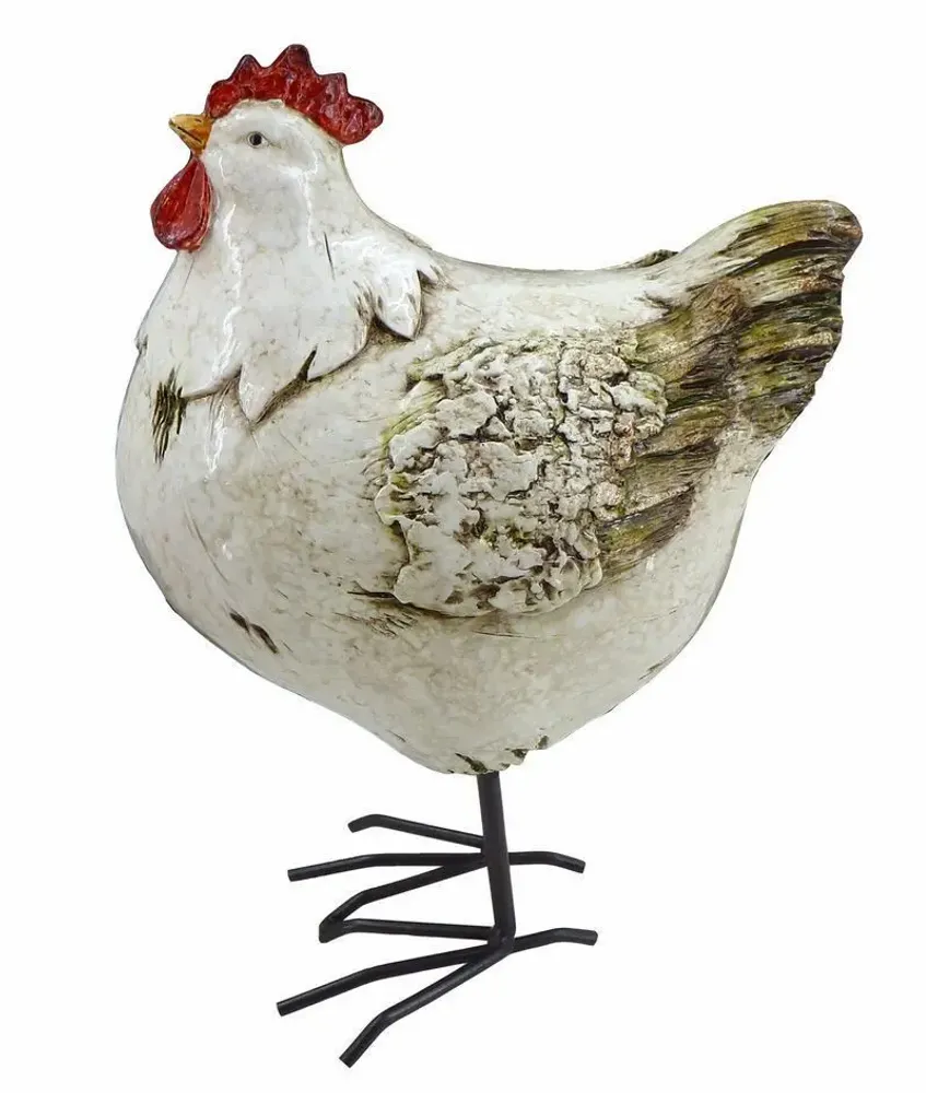 Sculptures, statuettes and miniatures - 24cm Resin Chicken Figurine - ROLANDE DU DREUILH  LACE JEWEL