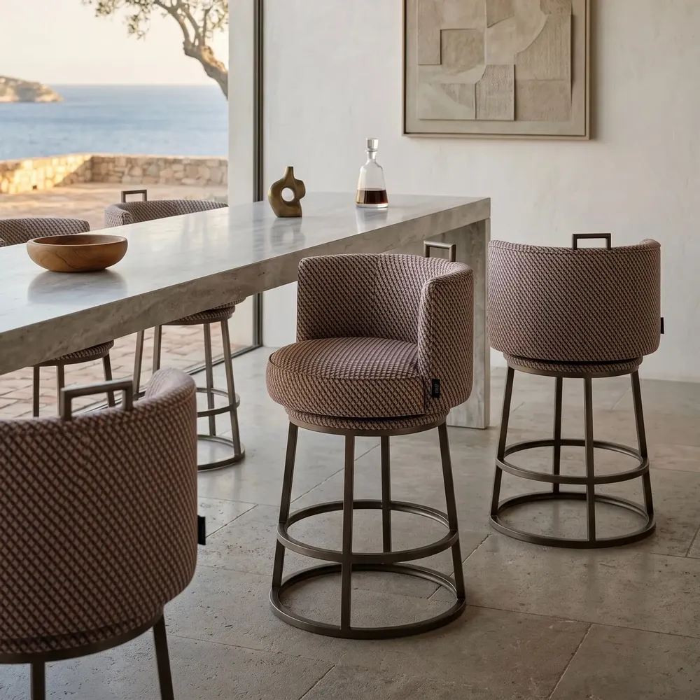 Stools - Tabouret Dana croisé black brown - EMPREINTE DU TEMPS