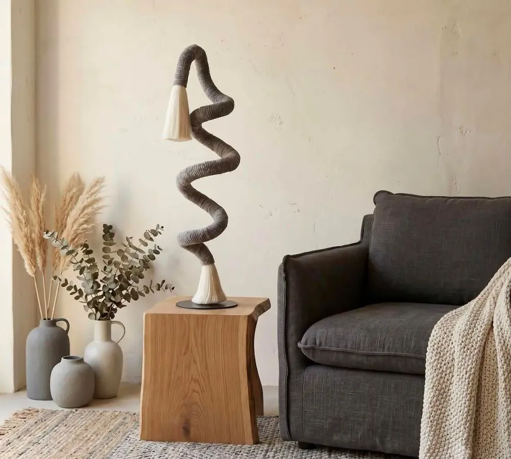 Objets de décoration - Spirale en velours : objet d'art texturé sculptural fait main - SARMAL DESIGN