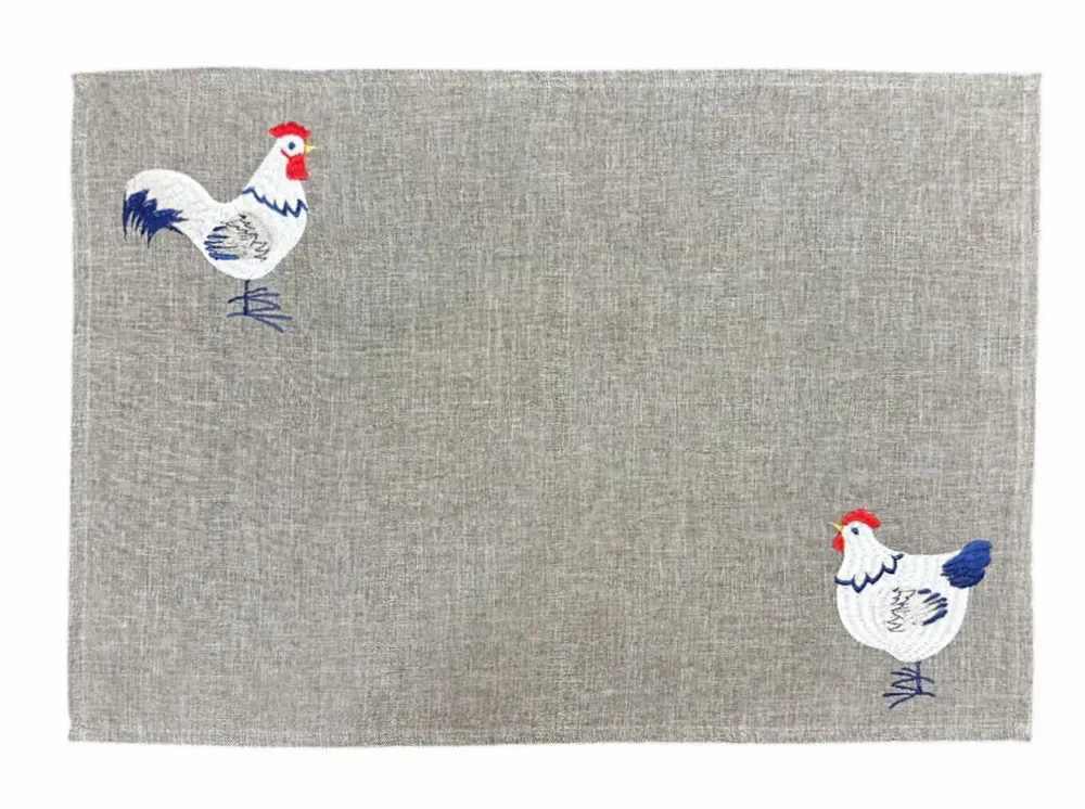 Placemats - White rooster polyester placemat - ROLANDE DU DREUILH  LACE JEWEL