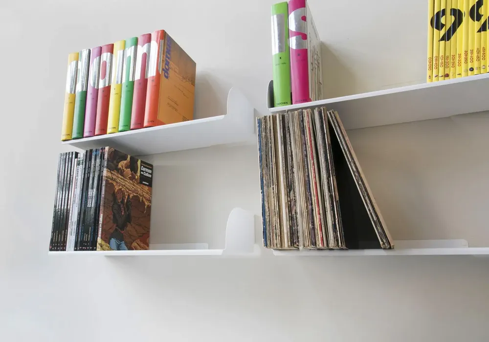 Chambres d'hôtels - Étagère grands livres, BD, Vyniles - 60 x 25 cm - Blanc - Lot de 2 - TEEBOOKS