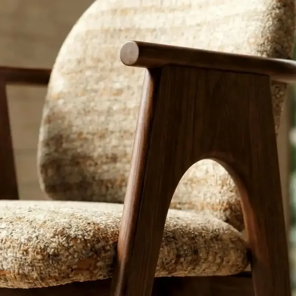 Chaises - Chaise BOWIE teinte noyer & tissu crème - EMPREINTE DU TEMPS