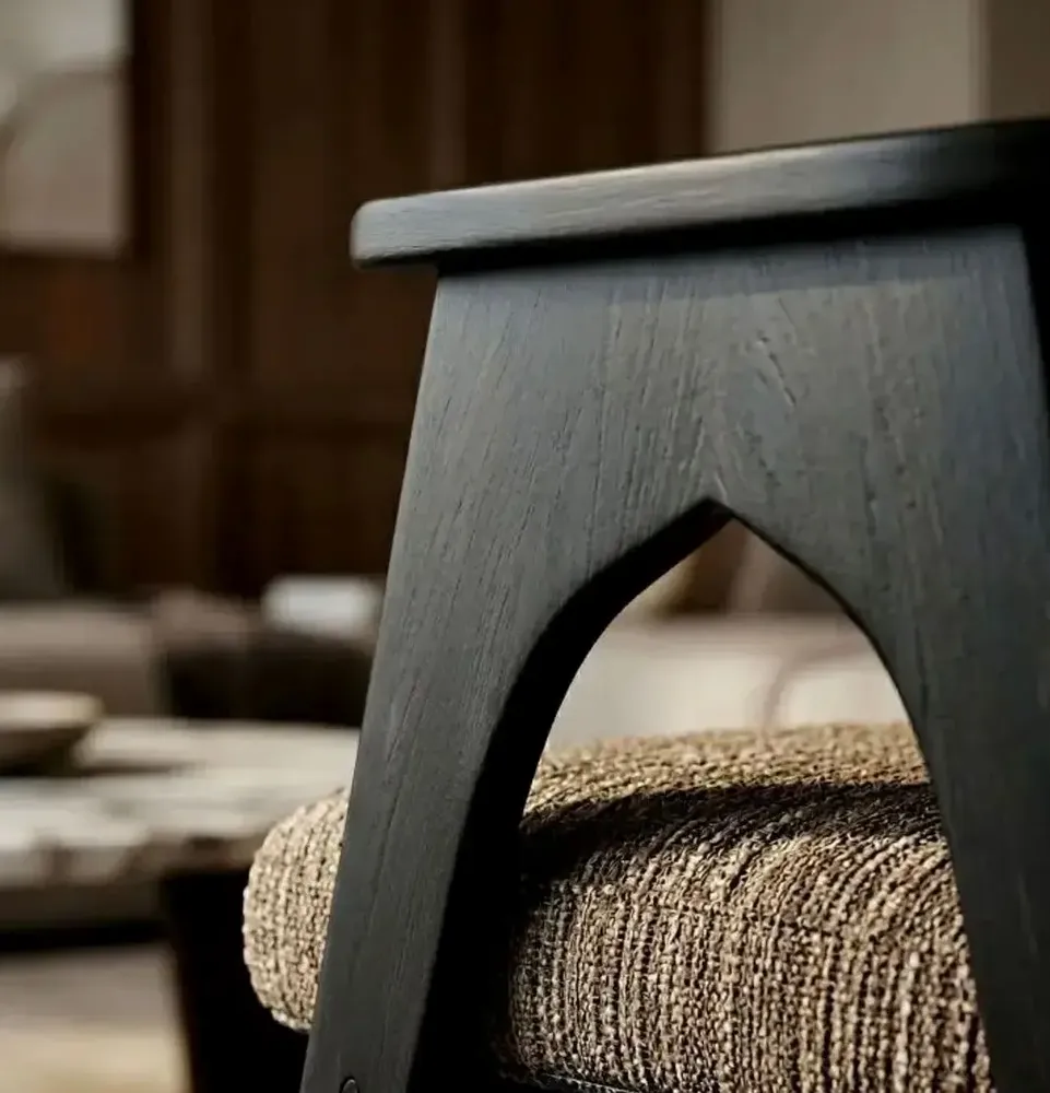 Chaises - Chaise BOWIE noir & tissu marron - EMPREINTE DU TEMPS