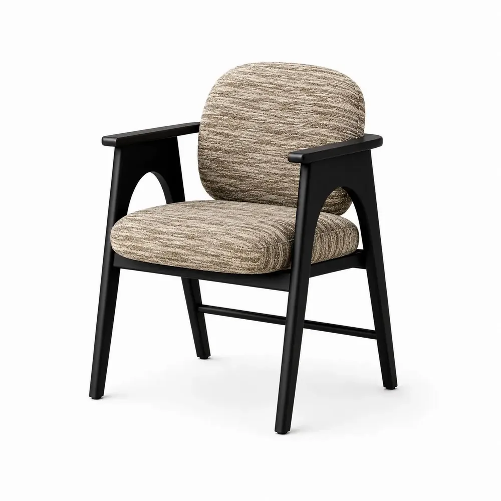 Chaises - Chaise BOWIE noir & tissu marron - EMPREINTE DU TEMPS