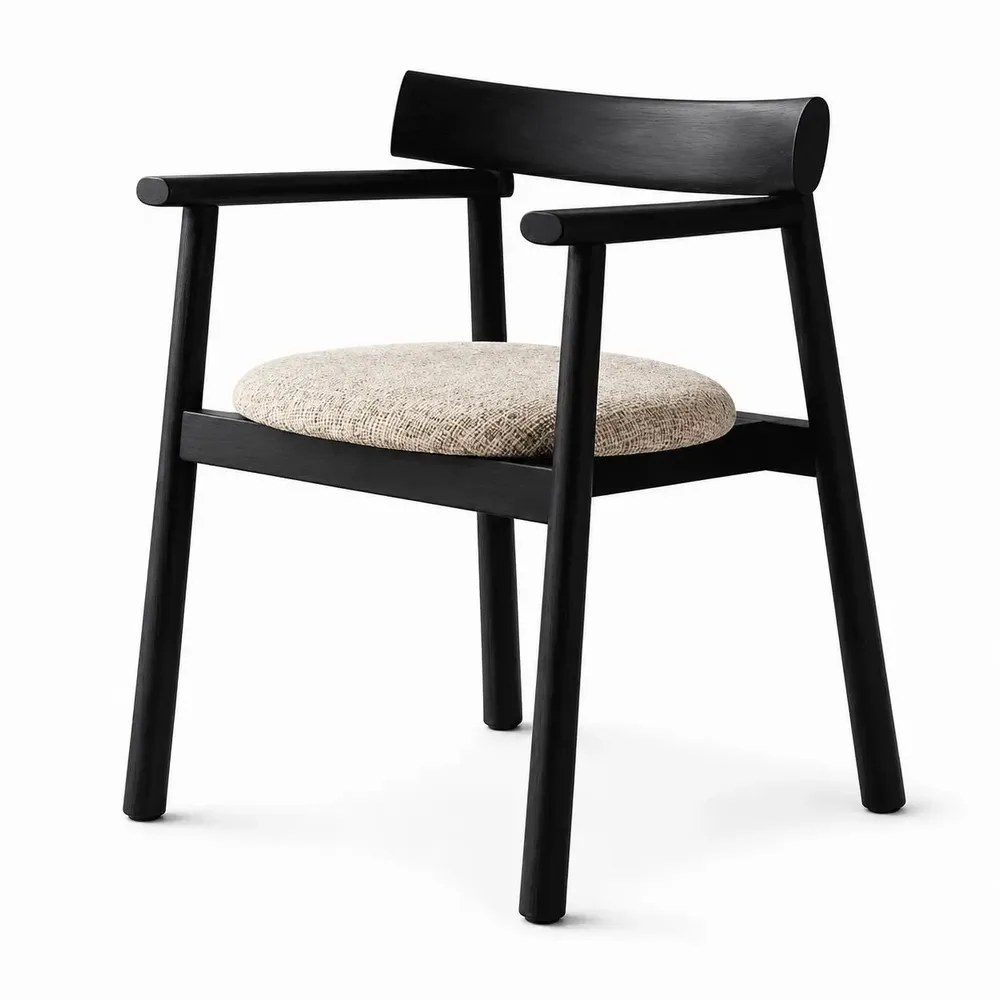 Chaises - Chaise GAIA noir & tissu crème - EMPREINTE DU TEMPS