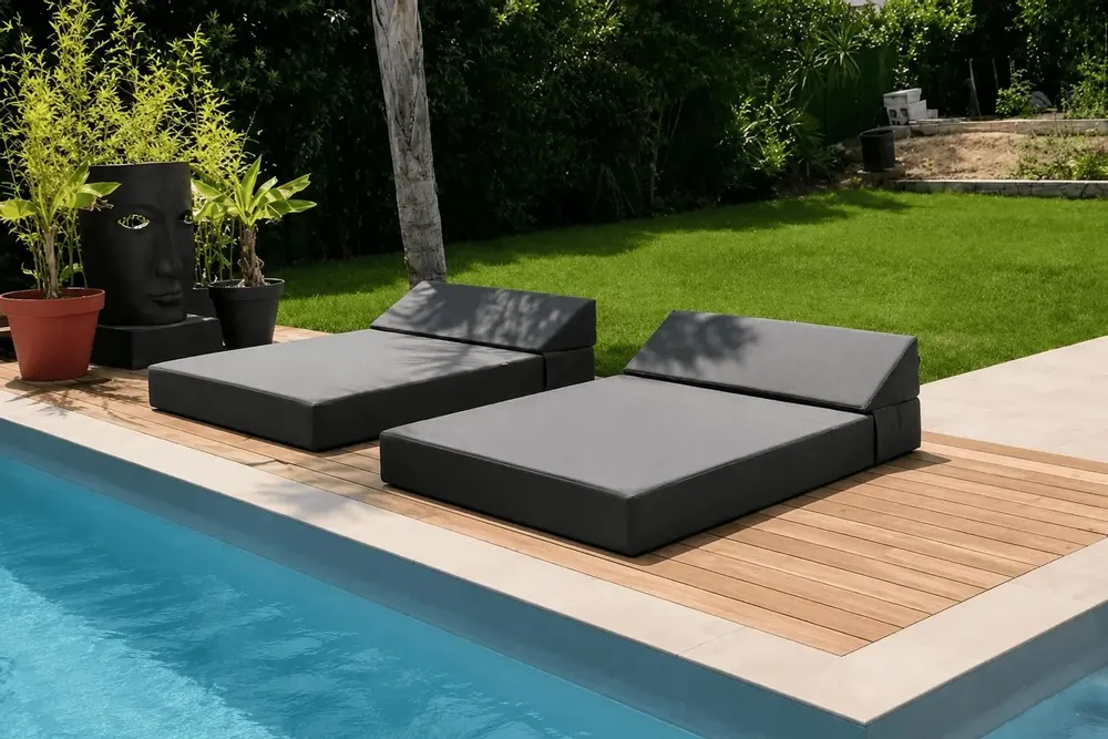 Pools - Jung khaki double bed | COZIP pool bed | 180x136xh20 cm - COZIP