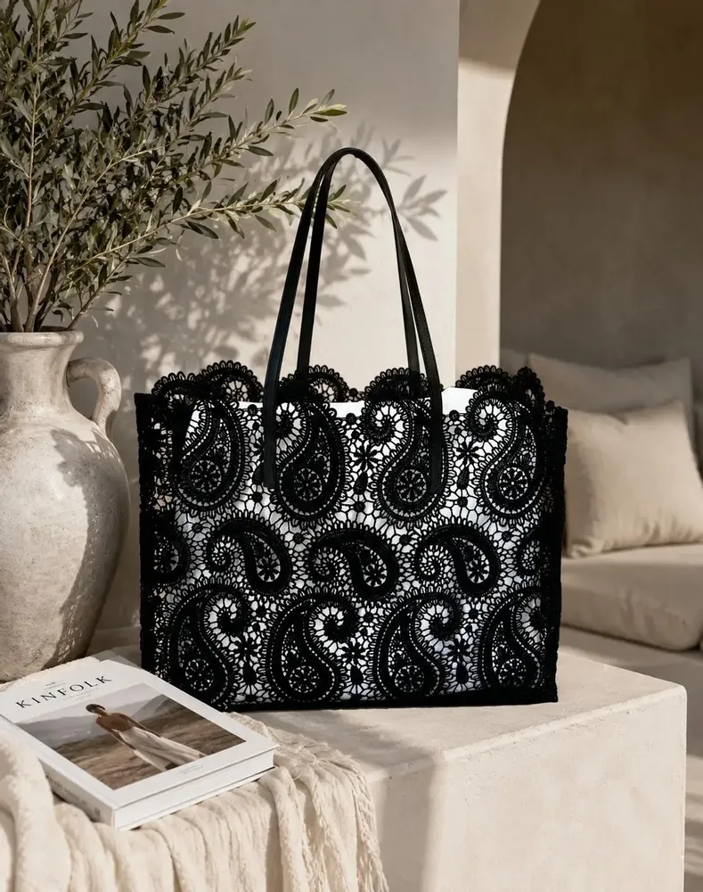Shopping baskets - Black lace tote - ROLANDE DU DREUILH  LACE JEWEL