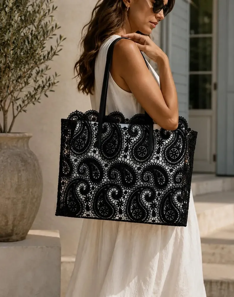 Shopping baskets - Black lace tote - ROLANDE DU DREUILH  LACE JEWEL