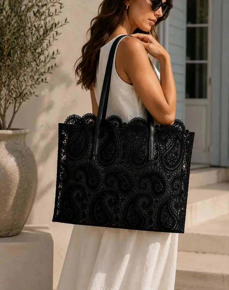 Shopping baskets - Black lace tote - ROLANDE DU DREUILH  LACE JEWEL