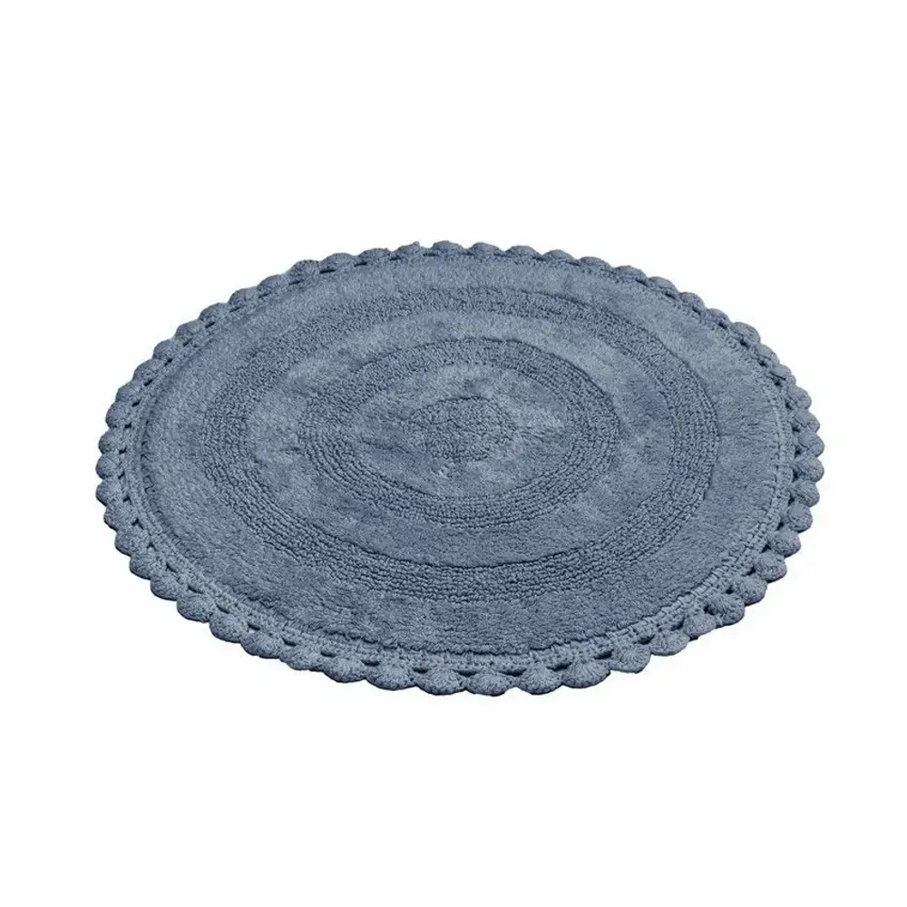 Other bath linens - TAPIS DE BAIN ROND RIMINI, BLEU GRIS 70cm 100 % coton, 1800 g/m2 - BY WILLE