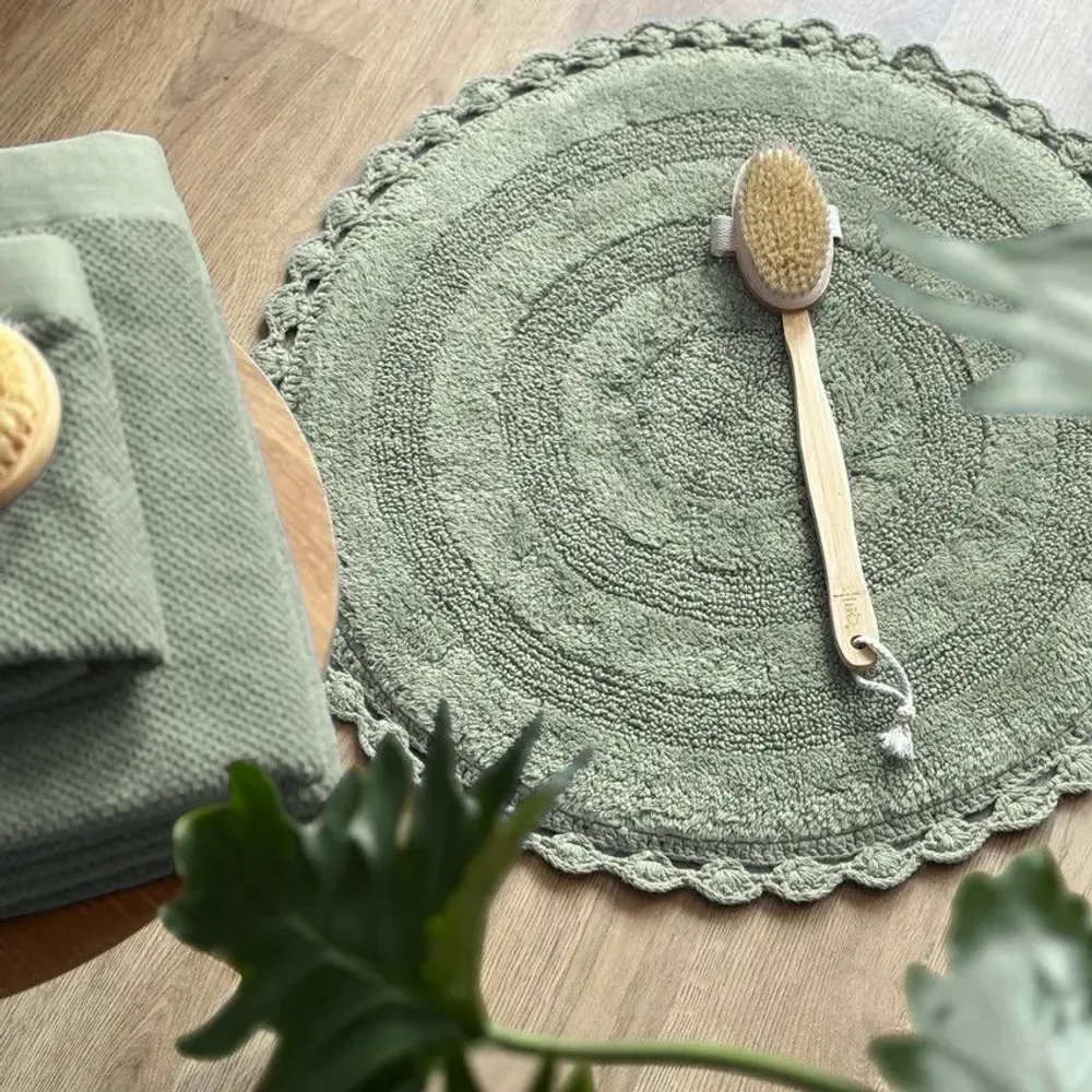 Other bath linens - TAPIS DE BAIN ROND RIMINI, VERT 70cm 100 % coton, 1800 g/m2 - BY WILLE
