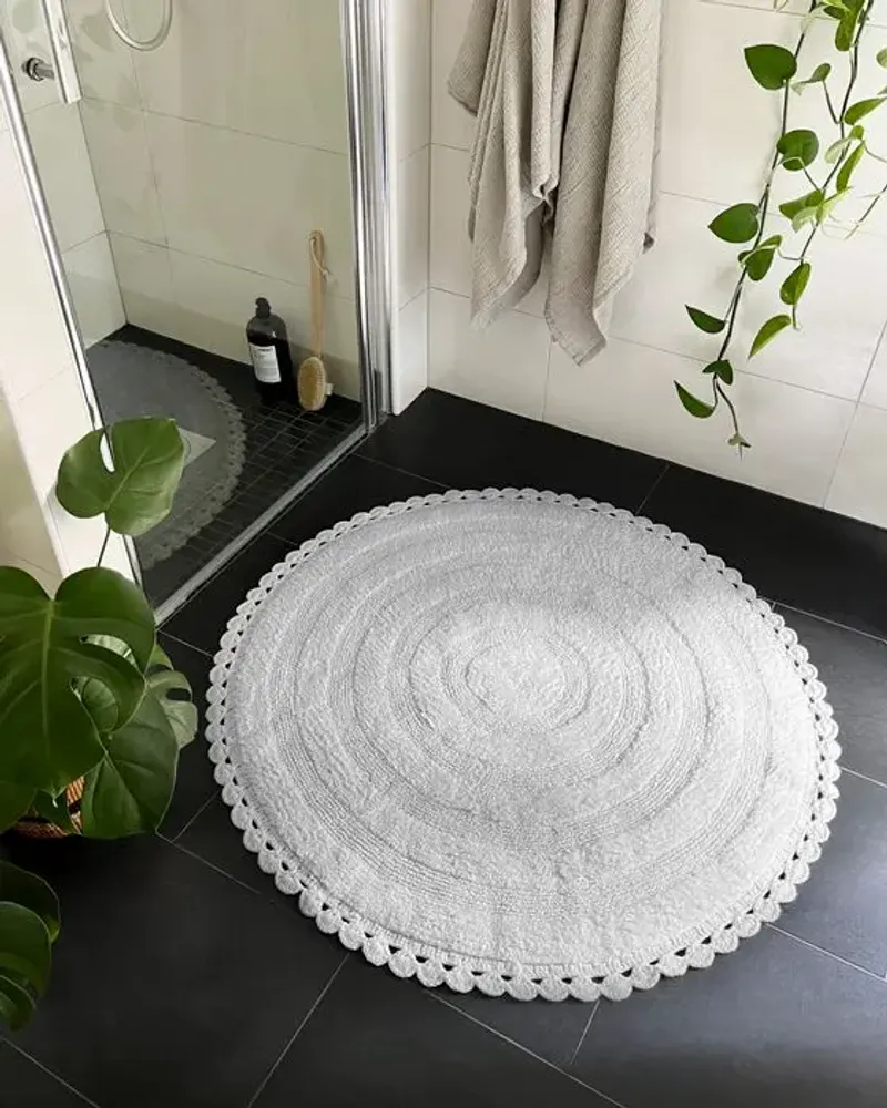 Autres linges de bain - TAPIS DE BAIN ROND RIMINI, BLANC 100cm 100 % coton, 1800 g/m2 - BY WILLE