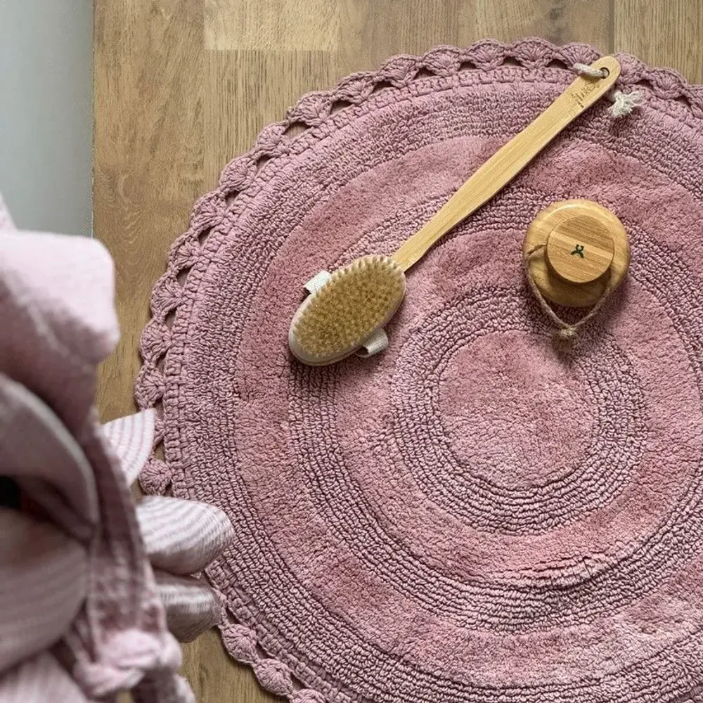 Other bath linens - TAPIS DE BAIN ROND RIMINI, ROSE 100cm 100 % coton, 1800 g/m2 - BY WILLE
