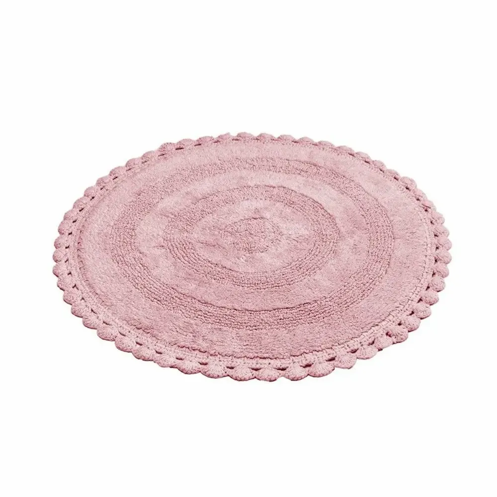 Other bath linens - TAPIS DE BAIN ROND RIMINI, ROSE 100cm 100 % coton, 1800 g/m2 - BY WILLE