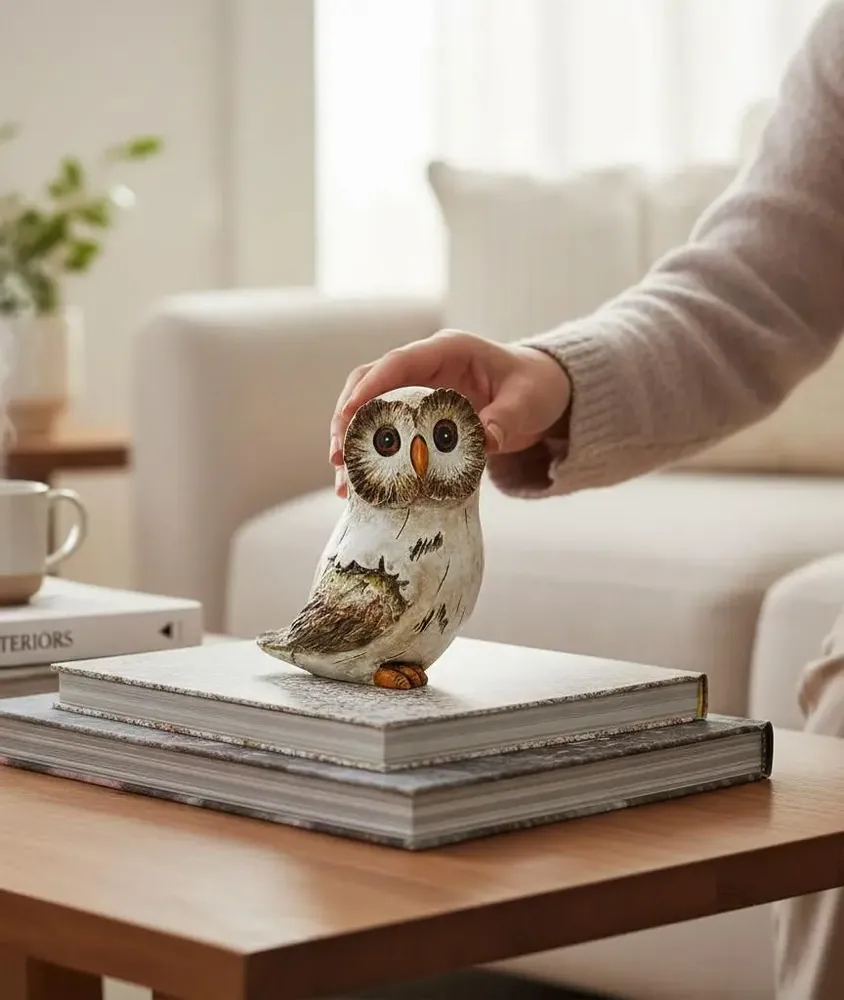 Sculptures, statuettes and miniatures - Resin Owl Figurine 12 cm - ROLANDE DU DREUILH  LACE JEWEL