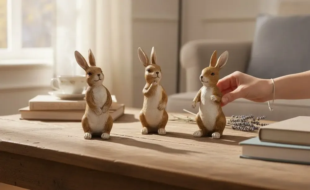 Sculptures, statuettes et miniatures - Figurine Lapin en Résine 11cm - ROLANDE DU DREUILH  LACE JEWEL