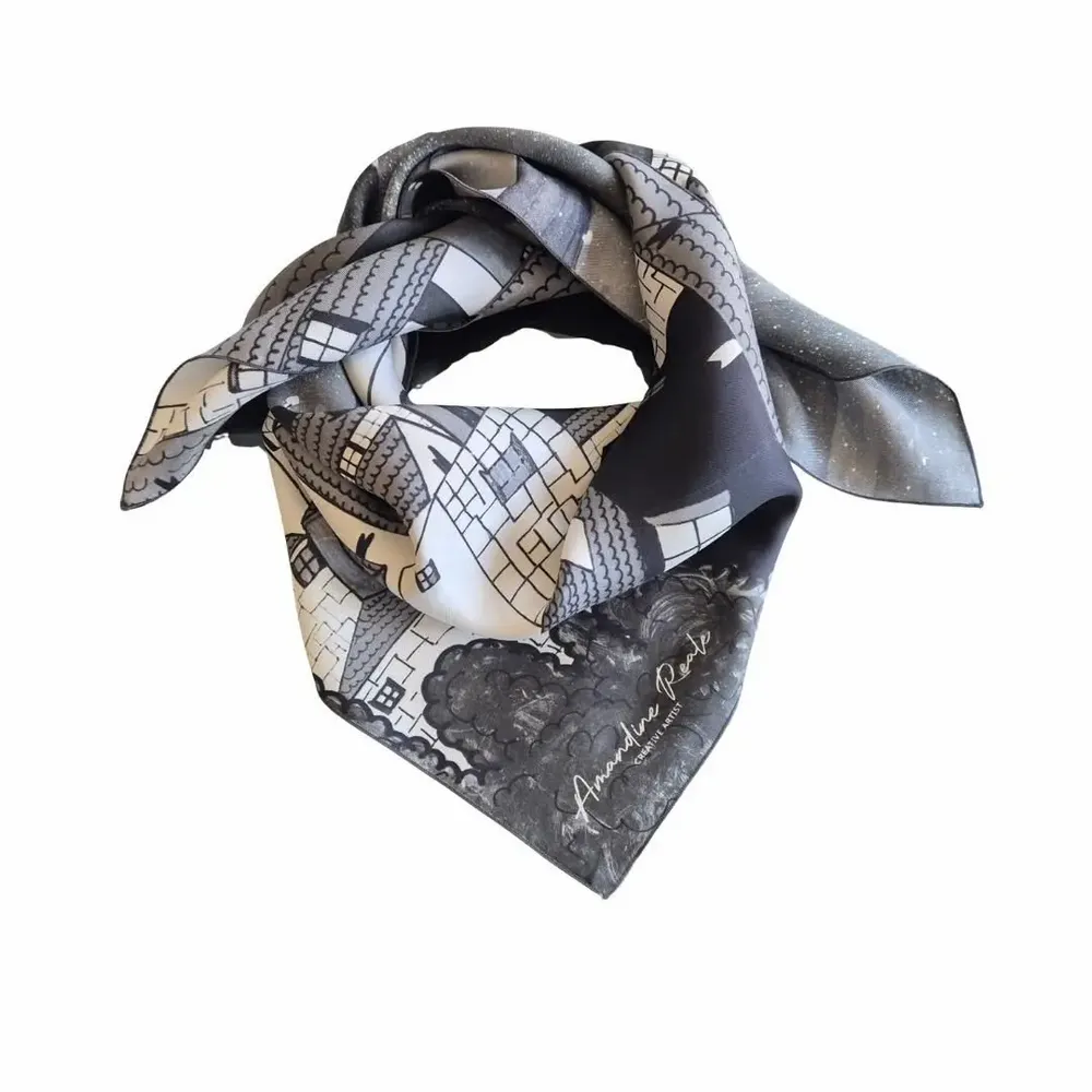 Foulards et écharpes - CARRÉ DE SOIE ROSE - SAINT-TROPEZ - AMANDINE REALE CREATIVE ARTIST