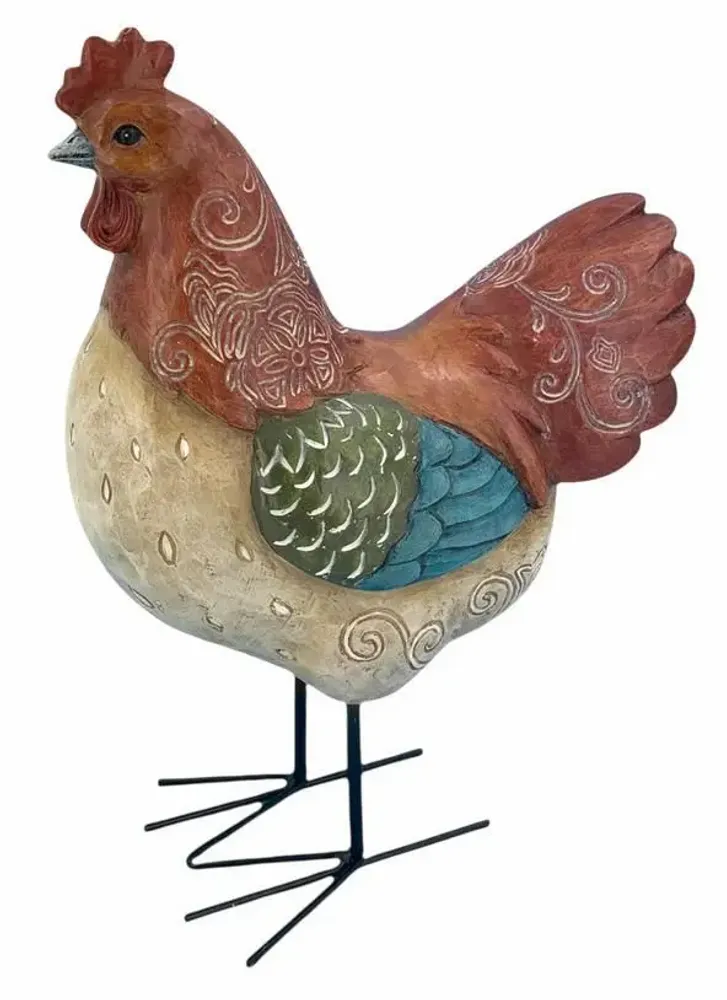 Decorative objects - Resin chicken 29cm - ROLANDE DU DREUILH  LACE JEWEL