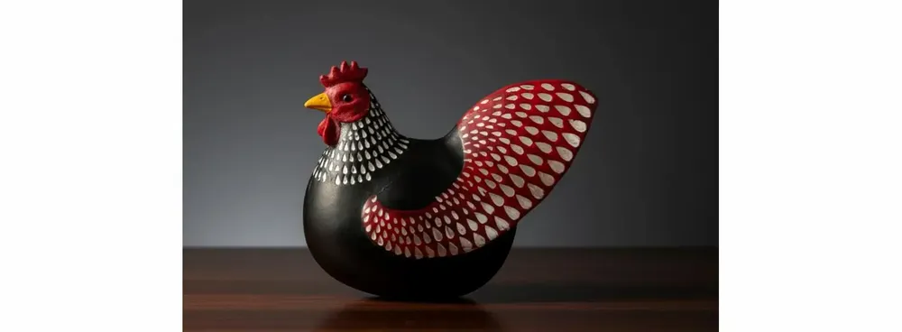 Sculptures, statuettes and miniatures - 8cm Resin Chicken black Figurine - ROLANDE DU DREUILH  LACE JEWEL
