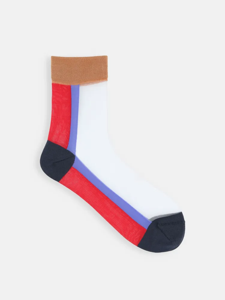 Socks - Sheer Panel Low Crew Socks - TABIO - JAPAN -