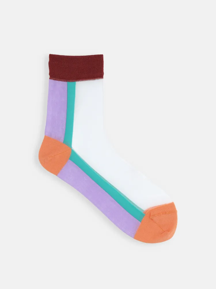 Socks - Sheer Panel Low Crew Socks - TABIO - JAPAN -