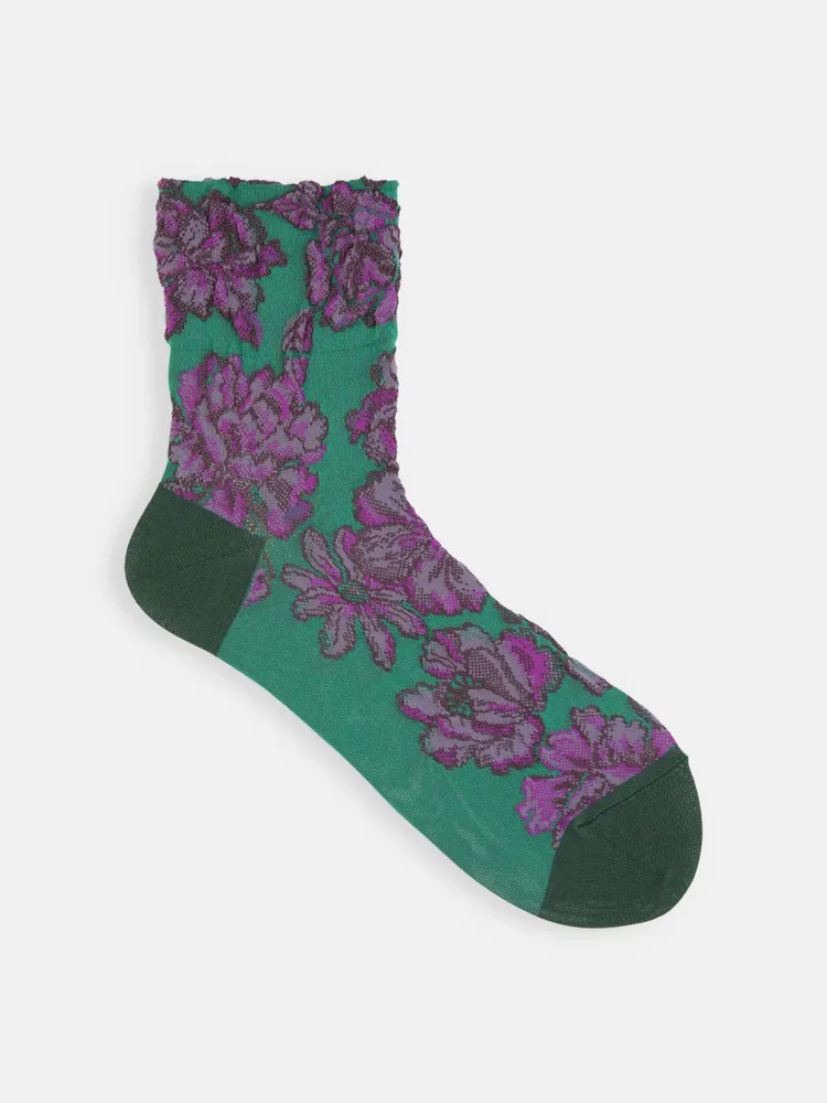 Socks - Embossed flower socks - TABIO - JAPAN -