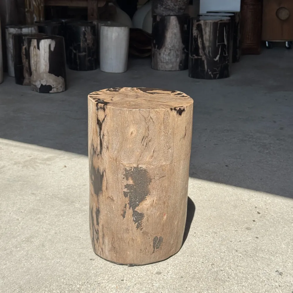 Other tables - Brown and black petrified wood side table H35 D27 - 3333 - OFFICE OBJETS