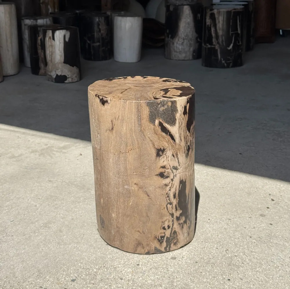 Other tables - Brown and black petrified wood side table H35 D27 - 3333 - OFFICE OBJETS