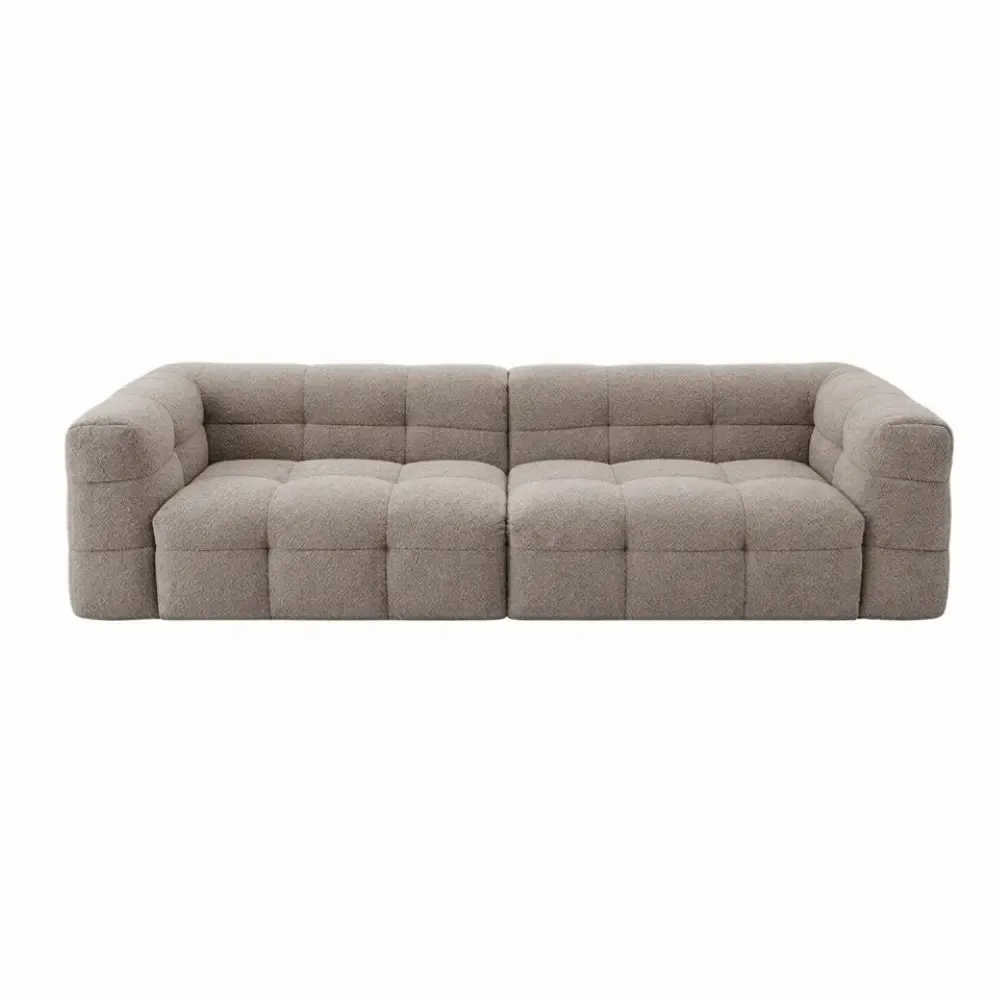 Sofas - ASTANA Bouclette Taupe Sofa - EMPREINTE DU TEMPS